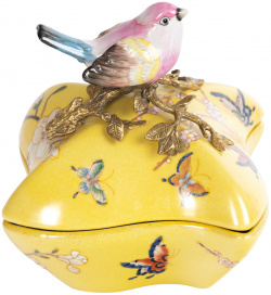 Шкатулка Glasar с птичкой 15х15х16 см желтая 