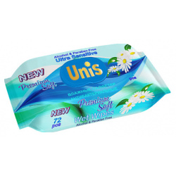 UNIS Влажные  Салфетки Универсальные для всей семьи с экстрактом ромашки Антибактериальные Premium 120 MPL265574