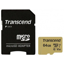 Карта памяти Transcend 64GB UHS I U3 microSD with Adapter MLC TS64GUSD500S 