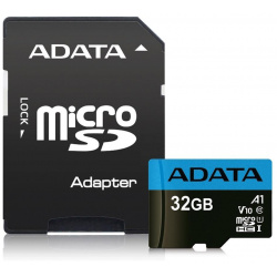Карта памяти Adata micro SDHC 32Gb Premier UHS I U1 V10 A1 + ADP (85/25 Mb/s) A Data AUSDH32GUICL10A1 RA1 