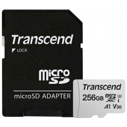 Карта памяти Transcend micro SDXC 256Gb 300S UHS I U3 V30 A1 + ADP (90/45 Mb/s) TS256GUSD300S A 