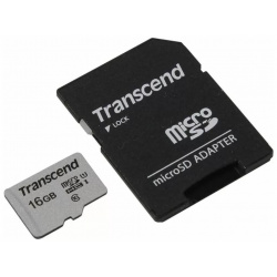 Карта памяти Transcend micro SDHC 16Gb 300S UHS I U1 + ADP (90/45 Mb/s) TS16GUSD300S A 