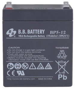 Батарея для ИБП BB Battery BP 5 12 Необслуживаемые аккумуляторы технологии AGM
