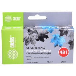 Картридж струйный Cactus CS CLI481XXLC голубой (12мл) для Canon Pixma TR7540/TR8540/TS6140/TS8140 