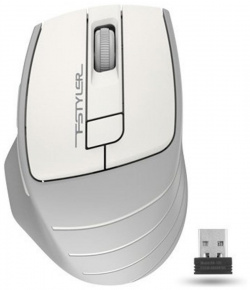 Мышь A4Tech Fstyler FG30S белый/серый silent беспроводная USB (6but) 