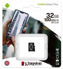 Карта памяти Kingston micro SDHC 32Gb Canvas Select Plus UHS I U1 A1 + ADP (100/10 Mb/s)