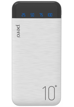 Внешний аккумулятор PERO PB03 10000 mAh (Li Pol  output 2xUSB A 2 1A) белый Л