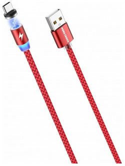 Дата кабель More choice Smart USB 3 0A для Type C Magnetic K61Sa нейлон 1м (Red) K61SAR 