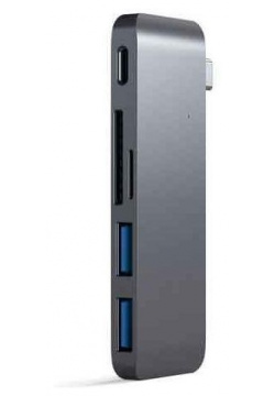 USB хаб Satechi Type C 3 0 Passthrough Hub для Macbook 12 серый космос У