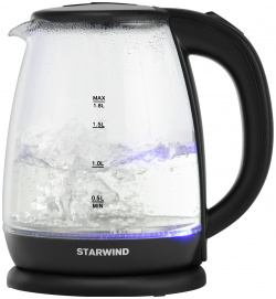 Чайник электрический Starwind SKG1055 1 8л  1800Вт черный (корпус: стекло)