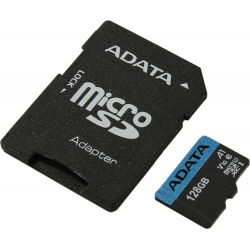 Карта памяти Adata micro SDXC 128Gb Premier UHS I U1 V10 A1 + ADP (85/25 Mb/s) A Data AUSDX128GUICL10A1 RA1 