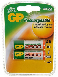Аккумулятор GP 250AAHC AA NiMH 2500mAh (2шт) 2DECRC2 