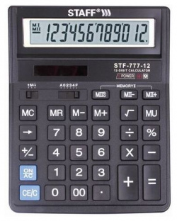 Калькулятор настольный STAFF STF 777  12 разрядов двойное питание 210x165мм ЧЕРНЫЙ