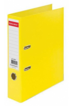 Папка регистратор BRAUBERG EXTRA 75мм желтая  двустороннее покрытие пластик мет уголок 228574