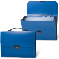 Портфель пластиковый BRAUBERG Energy  А4 (330х256х32 мм) 6 отделений индексные ярлыки синий 222572