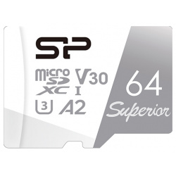 Карта памяти microSD 64GB Silicon Power Superior A2 microSDXC Class 10 UHS I U3 Colorful 100/80 Mb/s (SD адаптер) SP064GBSTXDA2V20SP