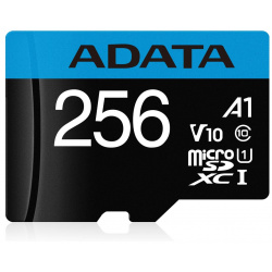 Карта памяти Adata micro SDXC 256Gb Premier UHS I U1 V10 A1 + ADP (85/25 Mb/s) A Data AUSDX256GUICL10A1 RA1 