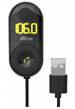 FM трансмиттер Ritmix FMT B400 черный MicroSD BT USB 80000850 