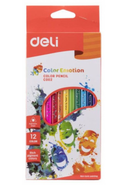 Карандаши цветные Deli Color Emotion 12 цветов EC00200 (24 шт  в уп ке)