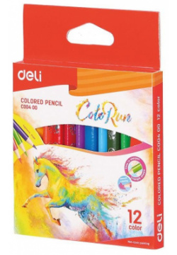 Карандаши цветные Deli ColoRun 12 цветов EC00400 (48 шт  в уп ке)