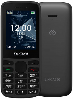 Мобильный телефон Digma A250 Linx 128Mb черный LT2001PL 