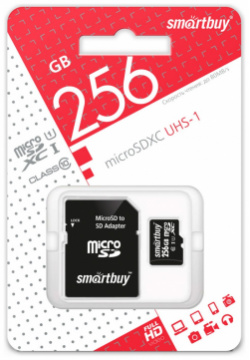Карта памяти micro SDXC 256Gb SmartBuy Class 10 UHS I + ADP (SB256GBSDCL10 01) SB256GBSDCL10 01 