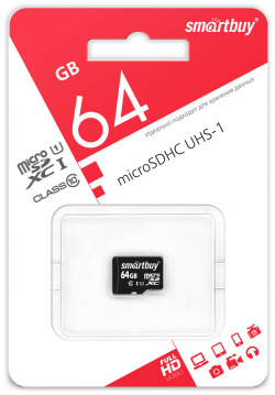 Карта памяти SmartBuy micro SDXC 64Gb Class 10 UHS I SB64GBSDCL10 00 