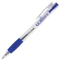 Ручка шариковая автоматическая с грипом STAFF  СИНЯЯ корпус прозрачный 0 7 мм линия письма 35 BPR116 (50 шт )