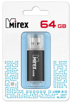 Флешка MIREX UNIT (64 Gb) BLACK 13600 FMURUS64 Металлический корпус с прозрачным
