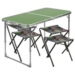 Комплект: стол склад  пластик +4 скл стула "Ника" Принт "с дубовыми листьями" ССТ К2/6 Nika