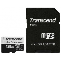 Карта памяти Transcend micro SDXC 128Gb 340S UHS I U3 V30 A2 + ADP (160/125 Mb/s) TS128GUSD340S 