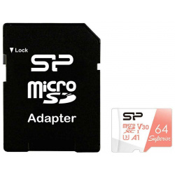 Карта памяти Silicon Power Superior A1 MicroSDXC 64Gb Class 10 (SP064GBSTXDV3V20SP) + адаптером SD SP064GBSTXDV3V20SP 