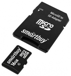 Карта памяти SmartBuy Micro SDHC 16Gb Class 10 LE (SB16GBSDCL10 00LE) SB16GBSDCL10 00LE 