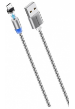 Дата кабель More choice Smart USB 3 0A для micro Magnetic K61Sm нейлон 1м (Silver) K61SMS 