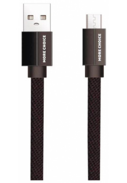 Дата кабель More choice USB 2 1A для micro плоский K20m нейлон 1м (Black) K20MB 