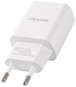 Сетевое зарядное устройство USAMS 1 USB T18 2 1A + кабель Type C 1m  белый (T21OCTC01) УТ000027073