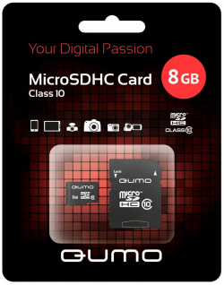 Карта памяти QUMO MicroSDHC 8Gb Сlass 10 + ADP (QM8GMICSDHC10) 