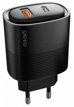 Сетевое зарядное устройство PERO TC11 USB A QC3 0 + C PD  45W черный