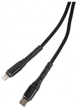 Дата кабель mObility Type C  Lightning 3А тканевая оплетка черный УТ000024527