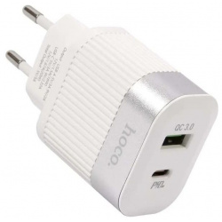 Сетевое зарядное устройство Hoco RC4  USB+Type C PD20W+QC3 0 белый УТ000024733