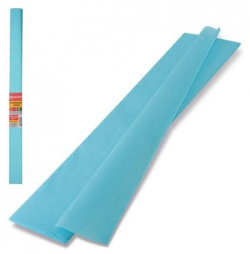 Цветная бумага крепированная плотная  растяжение до 45% 32 г/м2 BRAUBERG рулон голубая 50х250 см 126534 (10 шт )