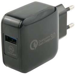 Сетевое зарядное устройство Red Line Tech USB QC 3 0 (модель NQC 4)  черный УТ000016520