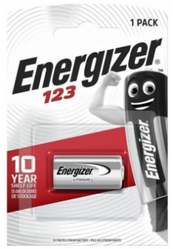 Батарейка Energizer CR123A BL1 Lithium 3V (E300777602) E300777602 Элементы