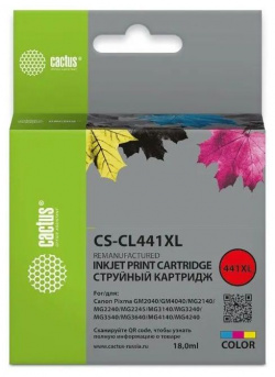Картридж струйный Cactus CS CL441 CL 441 многоцветный (16мл) для Canon PIXMA MG2140/ MG3140 