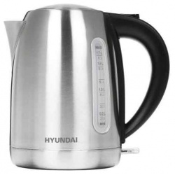 Чайник электрический Hyundai HYK S2014 1 7л  2200Вт серебристый/черный (корпус: нержавеющая сталь)