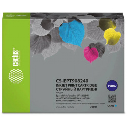 Картридж струйный Cactus CS EPT908240 T9082 голубой (70мл) для Epson WorkForce WF 6090DW/WF 6590DWF Pro 