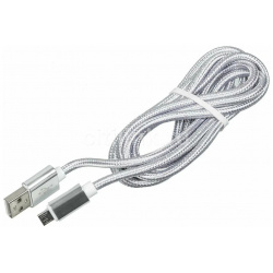Дата кабель Red Line USB  micro 2А нейлоновая оплетка серый УТ000035430