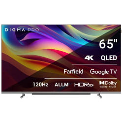 Телевизор Digma Pro 65" QLED 65L Google TV Frameless черный/серебристый 
