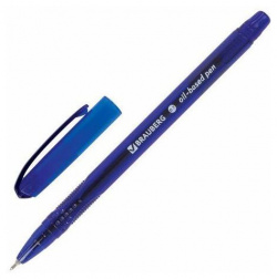 Ручка шариковая масляная BRAUBERG "SoarInk"  СИНЯЯ корпус синий узел 0 7 мм линия письма 35 143343 OBP369 (24 шт )