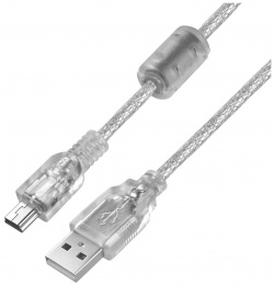 Кабель Greenconnect PROF 5 0m USB 2 0  AM/mini 5P прозрачный (GCR UM1M5P BD2S 0m) GCR